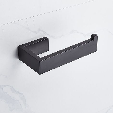 Portarrollos de papel higiénico de 14 cm, color negro, de acero inoxidable, acabado cepillado, para baño y cocina