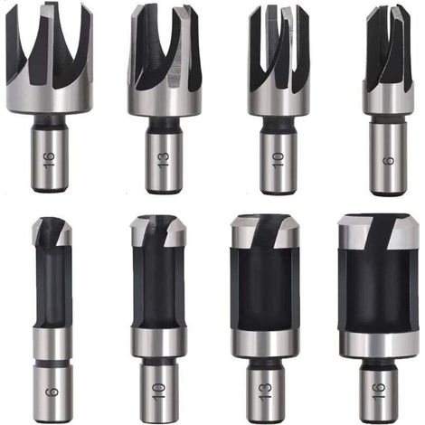 8-teiliges Dübelbohrer-Set, Holzdübelbohrer, Holzschneidwerkzeug, Dübelbohrer 6 mm/10 mm/13 mm/16 mm, kleine Holzbohrer für Bohrmaschinen