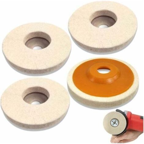 4Pcs Diamètre 125mm Disque de Polissage Meuleuse, Polissage Meuleuse D'angle Bore Dia 22mm, Feutre de Laine Roue de Polissage pour Polissage Verre, Céramique, Plastique, Métal, Marbr (1/5)