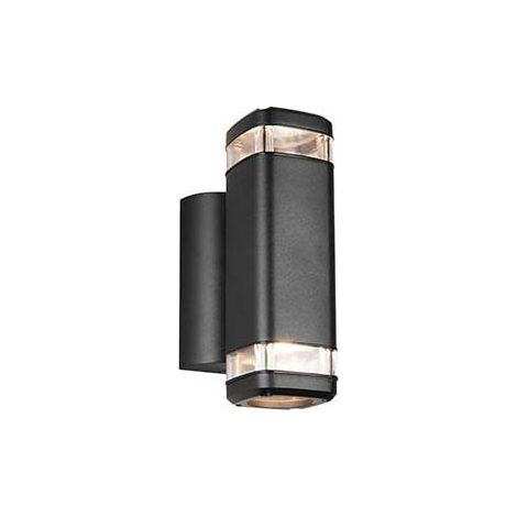 Applique murale d'extérieur en aluminium noir GU10 haut et bas H 21 cm (1/5)
