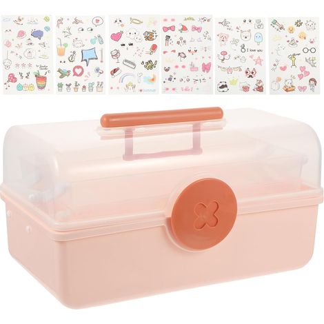 Boîte de Rangement Rose pour Accessoires Cheveux Garçon et Filles, Grosse Capacité en Pp Design Multi-couches, pour Organiser Barrettes et Bijoux la Famille (1/5)