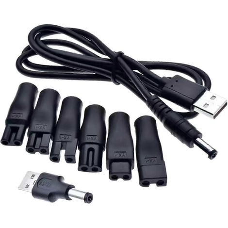 Adaptateur USB universel de remplacement pour appareils de beauté, tondeuses à cheveux, lampes de bureau, lot de 7 avec câble USB : (1/4)