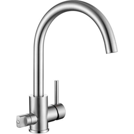 Robinet de Cuisine avec Raccord 3/4" pour Lave-vaisselle, Mitigeur Évier Rotatif à 360°, Robinetterie en Acier Inoxydable SUS304, Aérateur Amovible, Brossé (1/5)