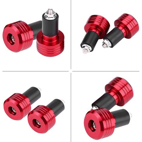 Paar universelle rote Aluminium-Lenkerendkappen (22 mm) für Motorräder, Griffausgleichsstopfen (1/5)