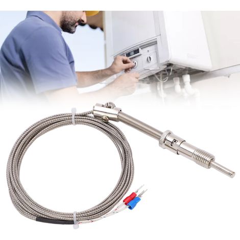 Capteur de température à thermocouple à ressort de type K BERM avec fil de mesure de température blindé, sonde de 3 m pour régulateur de température. (1/5)