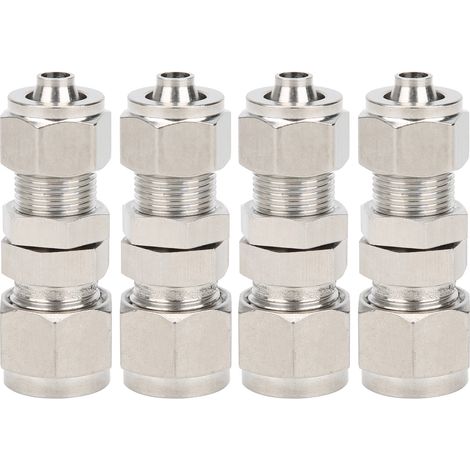Raccord de compression à virole 4 pièces, connecteur droit à 2 points de contact pour cloison, acier inoxydable 304, Ф10x6,5 (1/5)