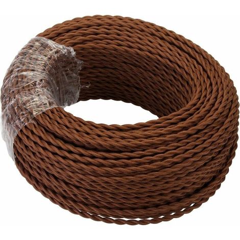 10 m langes Textilkabel, Retro-Design, gedrehtes Geflecht, leinenummantelter Kupferdraht, 2 Adern (2 x 0,75 mm²), für DIY-Pendelleuchten/Kaffeelampen