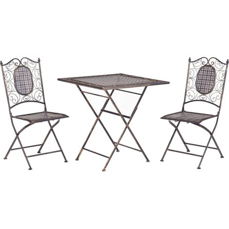 Set da Giardino Bistro Pieghevole 70 x 70 cm in Metallo Nero Bormio (1/5)
