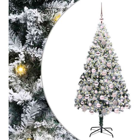 Sapin de Noël artificiel blanc, 180 cm de haut, en PVC, acier et plastique. (1/5)