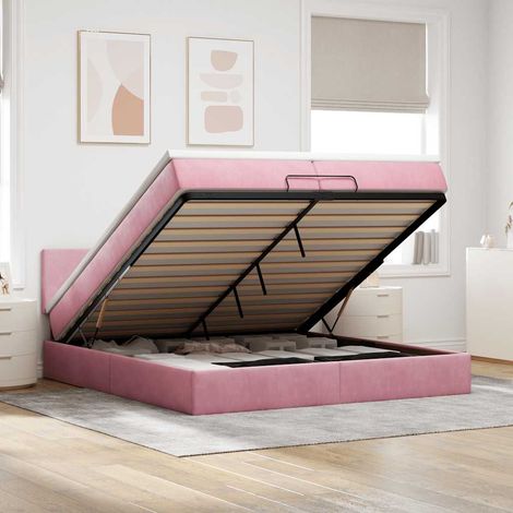 Estructura de cama otomana colchones terciopelo rosa 200x200cm vidaXL (1/5)