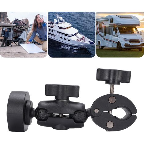 Soporte de antena ajustable V4 – Kit de montaje para autocaravanas, barcos, coches, caravanas, montaje en tubería, abrazadera, material: ABS y aluminio, para mástiles. (1/5)