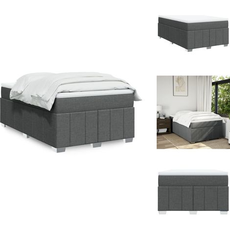 Sommier à lattes de lit avec matelas gris foncé 120x190cm tissu - Sommier À Lattes De Lit - Sommiers À Lattes De Lit - Lit - Meuble De Chambre À Coucher (1/5)
