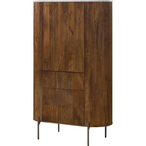 Highboard Mango braun / weiß lackiert 100x45x160 cm teilmontiert BARCELONA 242