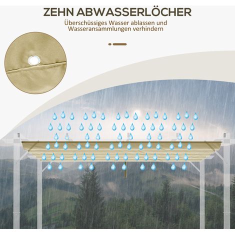Voile d'ombrage pour pergola 3 x 3 m, rétractable, avec trous d'évacuation d'eau, résistant aux intempéries, polyester, beige 250 x 255 cm (1/4)