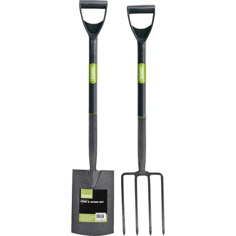 Draper 83971 Carbon Steel Garden Fork and Spade Set, Black