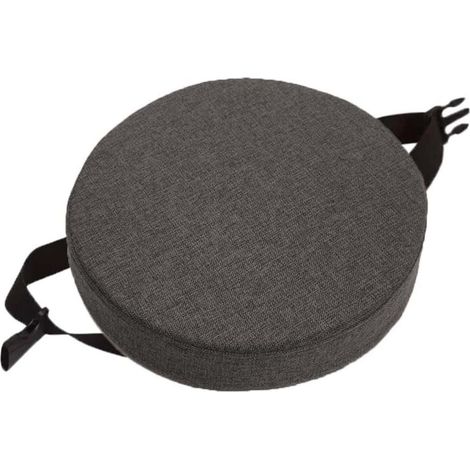 Coussin tabouret bar rond 25x25x2 cm, antidérapant, gris foncé