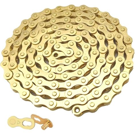 Chaîne de vélo à 6/7/8 vitesses, 1/2 x 3/32", 116 maillons, avec connecteur de chaîne de vélo 6/7/8 vitesses, doré (1/5)