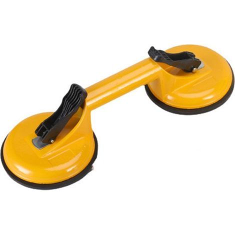 Gelber 2-Backen-Saugnapf, Aluminium, professionell, doppelverglast, Vakuum, 130 kg (1/5)