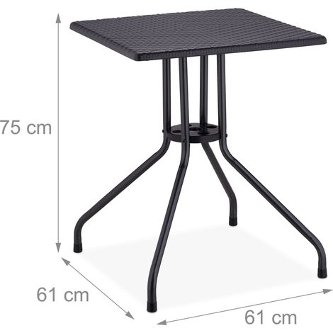 Tavolo da giardino quadrato moderno 80 x 80 x 75 cm per 4 persone in plastica nera 130012888