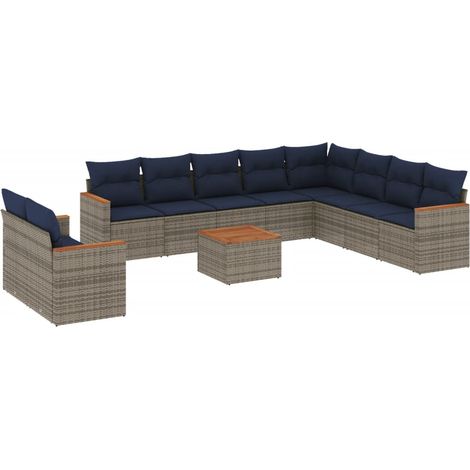 Maison Exclusive - Set Divani da Giardino 11 pz con Cuscini Grigio in Polyrattan (1/5)