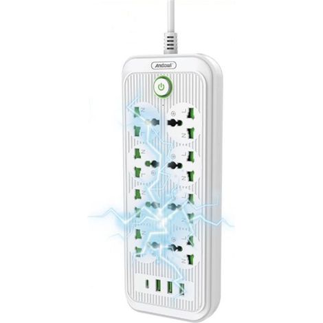 Andowl - Ciabatta Multipresa Corrente Con 8 Prese 3 Porte Usb 1 Porta Pd 2500w Con Pulsante Q-px20 - (1/2)