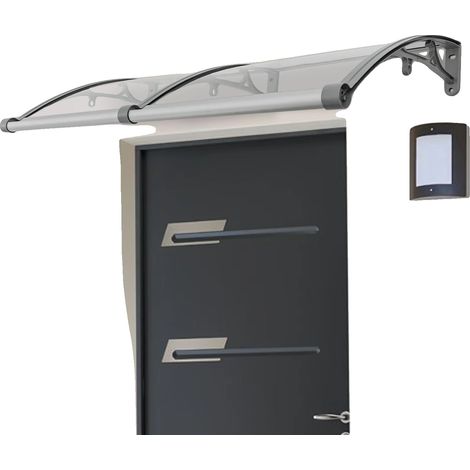 Auvent de porte, 120 x 60 cm, alliage d'aluminium, capacité de charge de 200 kg, design courbé, entretien facile (1/5)