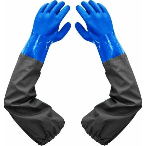 Frosted Waterproof Gloves-Teichreinigungshandschuhe, 26 Zoll Beflockungsfutter Elastische Bündchen, Für Die Chemische Industrie Landwirtschaft Fischerei Bau