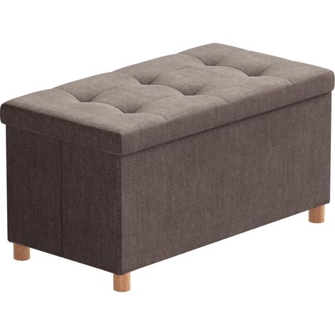 Banc de Rangement, Pouf Coffre Rangement avec Pieds de Tabouret, Coffre de Rangement, Coffre a Jouet, Pouf Salon, Brun, 76 x 38 x 38 cm (1/5)