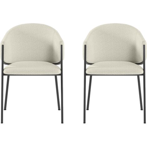 Set 2 Sedie Medea 53x60x78 cm in Tessuto Easy-Clean Bouclé Avorio (1/5)