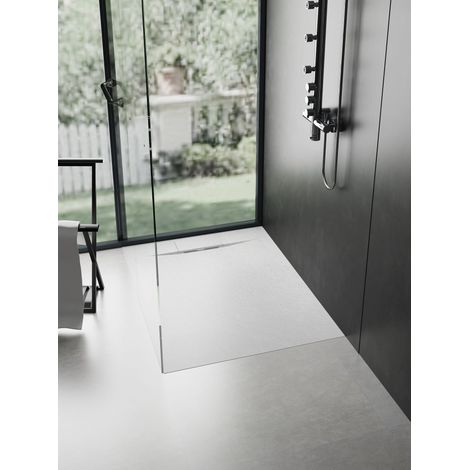 receveur à poser en matériaux composite smc - finition ardoise blanc mat - 80x120 cm (1/4)