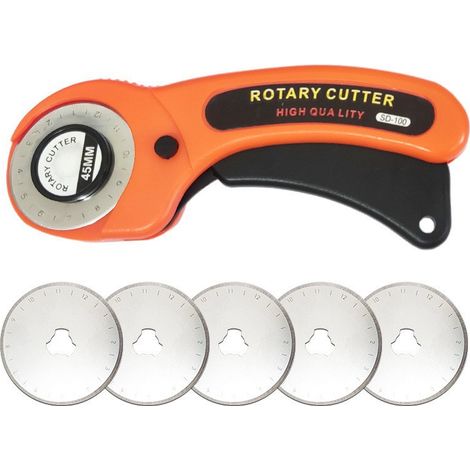 Cutter rotatif, cutter rotatif professionnel de 45 mm pour tissu, carton et papier, rouleau de découpe pour couture et quilting, ciseaux de tailleur (1/5)