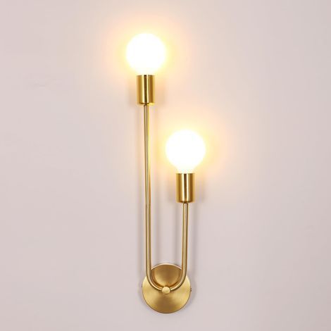 Wandleuchte für den Innenbereich mit 2 Leuchten, E27-Fassung, goldfarbenes Metall, Industriedesign für Wohnzimmer, Schlafzimmer, Flur (1/5)