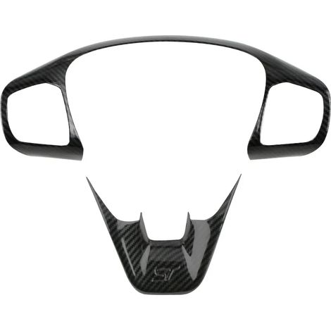 (Fibre de carbone noire) Garniture de volant avec boutons, compatible avec Ford Focus Mk4 2019-2021 ST Line - Accessoires de style automobile (1/5)
