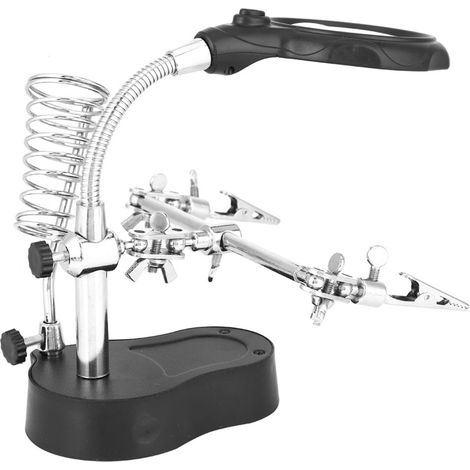 Support de réparation avec loupe et LED, pince auxiliaire TE-801 pour établi (1/5)
