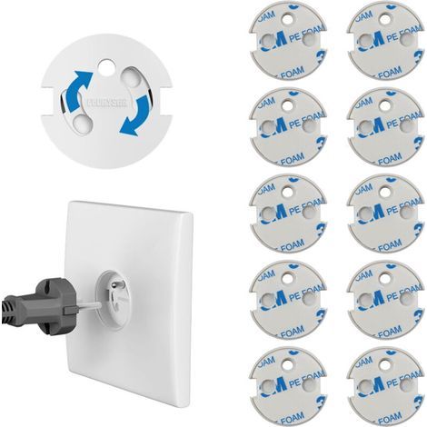 AMXCNOY 10 Stück Kindersicherungen für Steckdosen (Französisch) – Revolutionärer elektrischer Schutz mit Drehmechanismus für mehr Kindersicherheit im Haushalt (1/4)