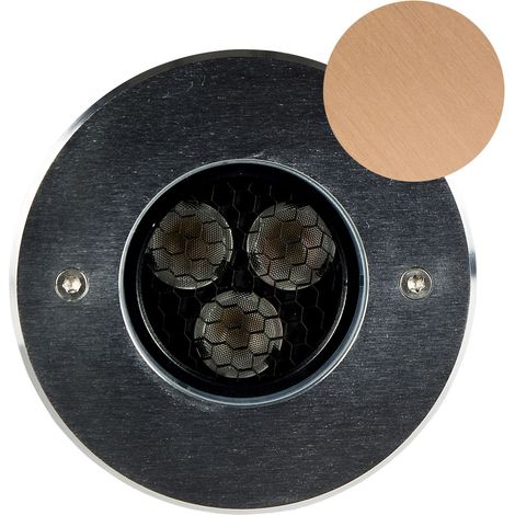 Encastré de sol extérieur ZEPH 2 24V rond bronze bleu 3x2W - EUROPOLE - 55214BR