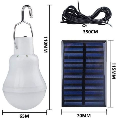 Confezione da 2 lampade solari a LED da 15W, portatili per illuminazione esterna, escursionismo, campeggio, pesca, tenda e trekking al chiuso. (1/3)