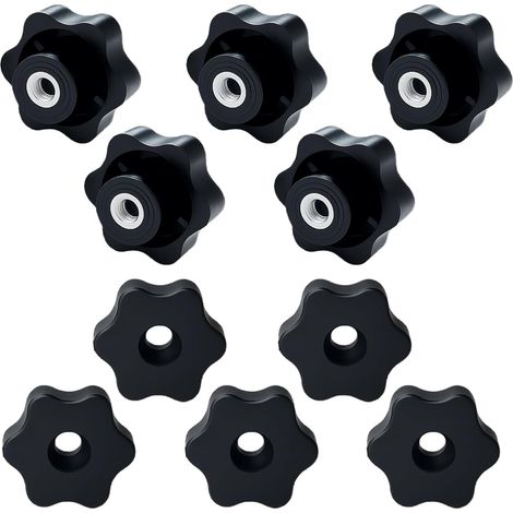 10 - Bouton De Serrage - Écrou Papillon - Fixation Manuelle Sans Outil - Pour Machines Et Meubles - Noir - M8x4,8cm