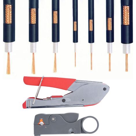 Set mit 22 Kabelcrimpwerkzeugen, Multifunktions-Crimpwerkzeug, Koaxial-Crimpwerkzeug mit F-Kopf, Abisolierzange (22-teilig/Set) (1/5)
