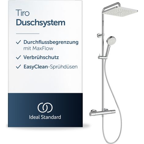 Ideal Standard Tiro Duschsystem mit Thermostat ✔ Chrom - Brause-Set mit Thermostat, Handbrause mit zwei Strahlarten (Massage & Sanfter Regen), gezielte Durchflusssteuerung, A8575AA (1/5)