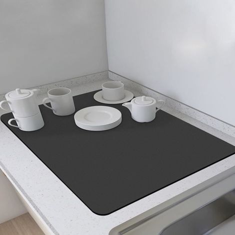 Tapis d'égouttage pour plan de travail de cuisine, tapis d'égouttage pour vaisselle de 40 x 50cm avec dos en caoutchouc (1/4)