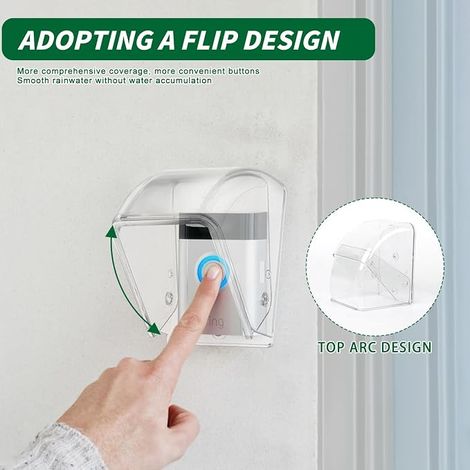 Waterproof Transparent Cover for Doorbell Button, Flip Top Wireless Doorbell Protective Cover, Outdoor Rain Door Door Access Control (9.5 x 6.5 x 6.3 cm) (1/4)