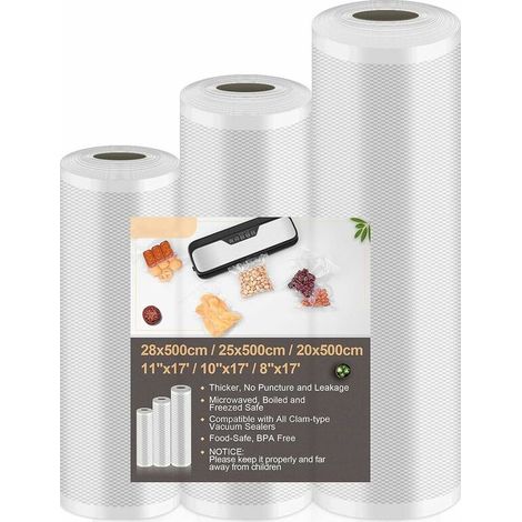 Kaelt - AGE Sac Sous Vide Alimentaire, Rouleaux Sac Sous Vide 3 Packs Compatible Pour Divers de Machine Sous Vide, 28 cm x 500 cm et 25 cm x 500 cm et 20 cm x 500 cm (1/5)