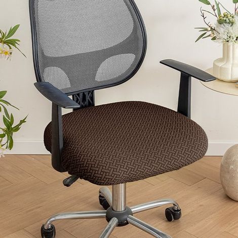 2 teilige Stretch Stuhlhussen für Bürostühle, Jacquard Gewebe, Kissenbezug für Computerstühle, mit Gurten, waschbar, zur Dekoration in Esszimmer, (1/5)
