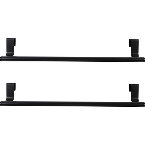Lot de 2 barres porte-serviettes en acier inoxydable noir, style moder (1/5)