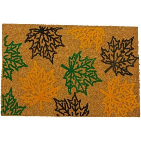 Paillasson Coco - 40 x 60 cm - Motif Feuilles - Fond Caoutchouc Antidérapant - Intérieur Entrée Hall (1/3)