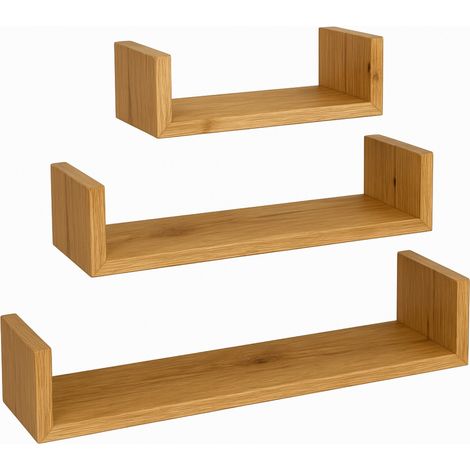 Set di 3 mensole da parete in legno di ontano scuro per il soggiorno BEGRYF 60x15x10