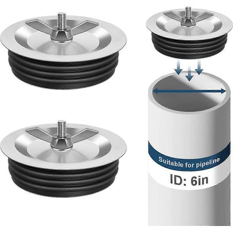 Bouchon de visite de 15 cm (6 pouces), bouchon de test mécanique en acier, couvercle de tuyau d'expansion pour la plupart des tuyaux extérieurs, éviers et piscines. (1/5)