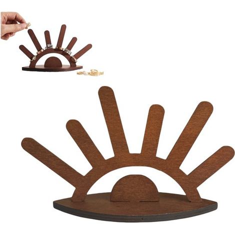pièce - Présentoir à bagues en bois - Étagère de rangement pour bagues - Présentoir à bijoux - Rangement pour bagues - Présentoir à bagues en bois - Présentoir à bijoux - Couleur bois (1/5)