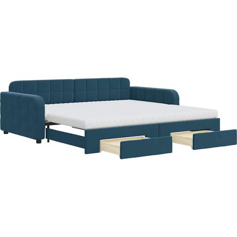 Maison Exclusive - Divano Letto Estraibile con Cassetti Blu 100x200 cm in Velluto
